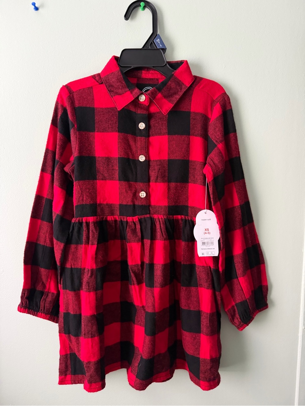Wonder Nation Red & Black Plaid Button-Front Dress